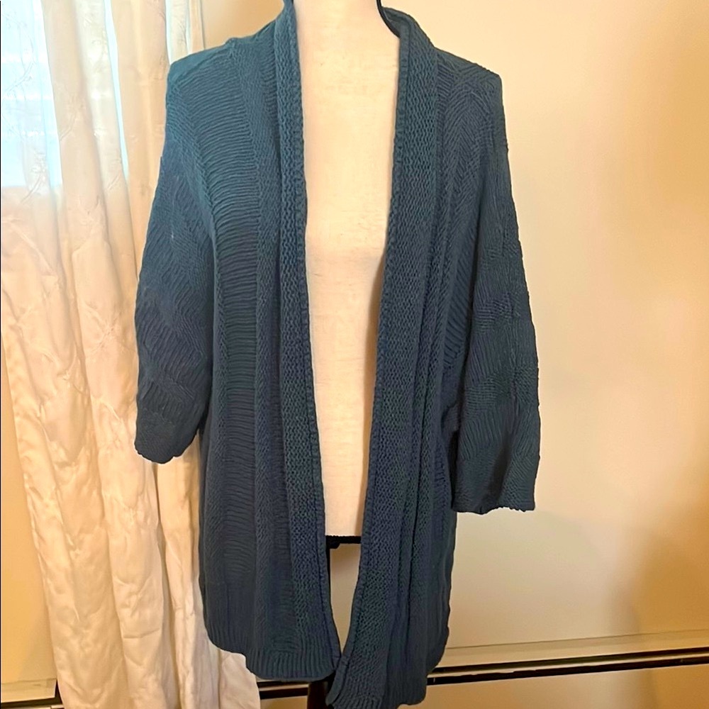 J. Jill Blue Cardigan Sweater with Shawl Collar